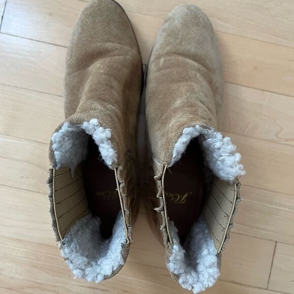 J. Crew Faux Fur Lined Suede Leather Chelsea Ankle Boots In Melted Caramel Tan - Picture 4 of 11